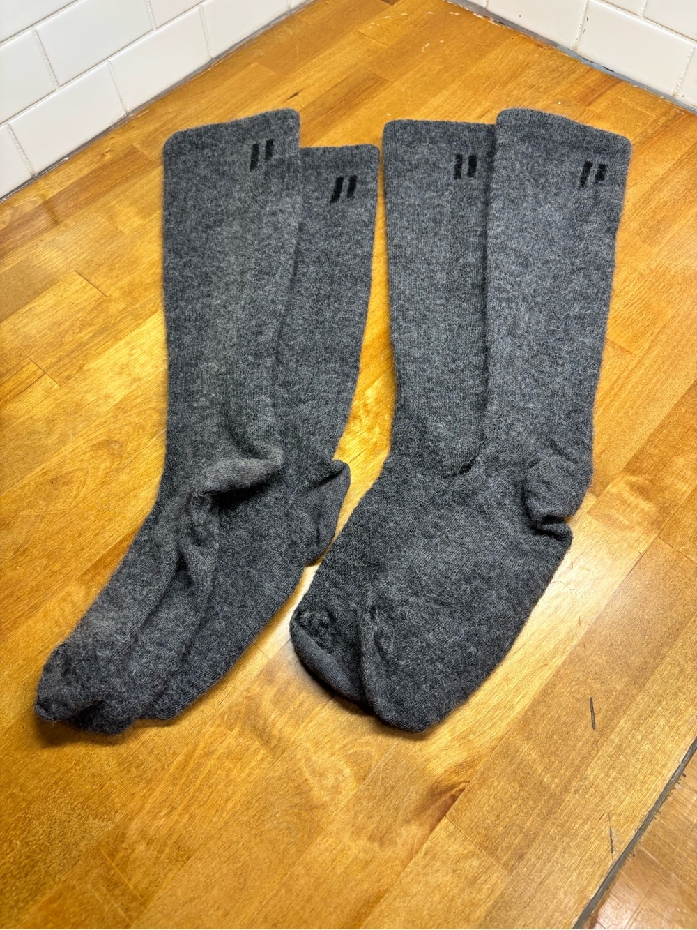 Hollow Alpaca Gray Sock Set Two Pairs - Medium